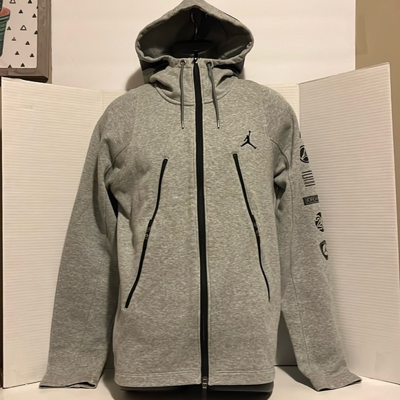 NIKE AIR JORDAN SWEATSHIRT FULL ZIP HOODIE GREY SZ M JACKET - Picture 5 of 13